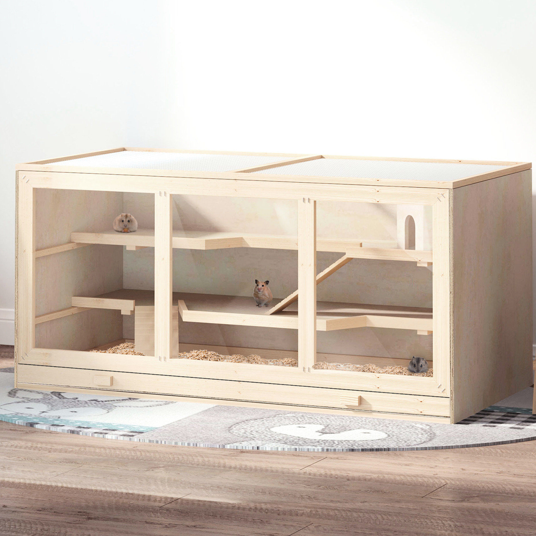 Ophelia & Co. Extra Large Natural Wood Hamster Cage - 1000 Sq Inches ...